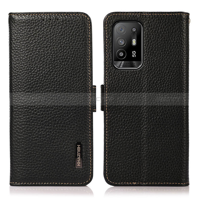 Funda de Cuero Cartera con Soporte Carcasa B03H para Oppo Reno5 Lite Negro