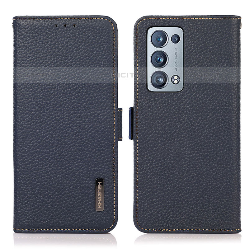 Funda de Cuero Cartera con Soporte Carcasa B03H para Oppo Reno6 Pro+ Plus 5G Azul