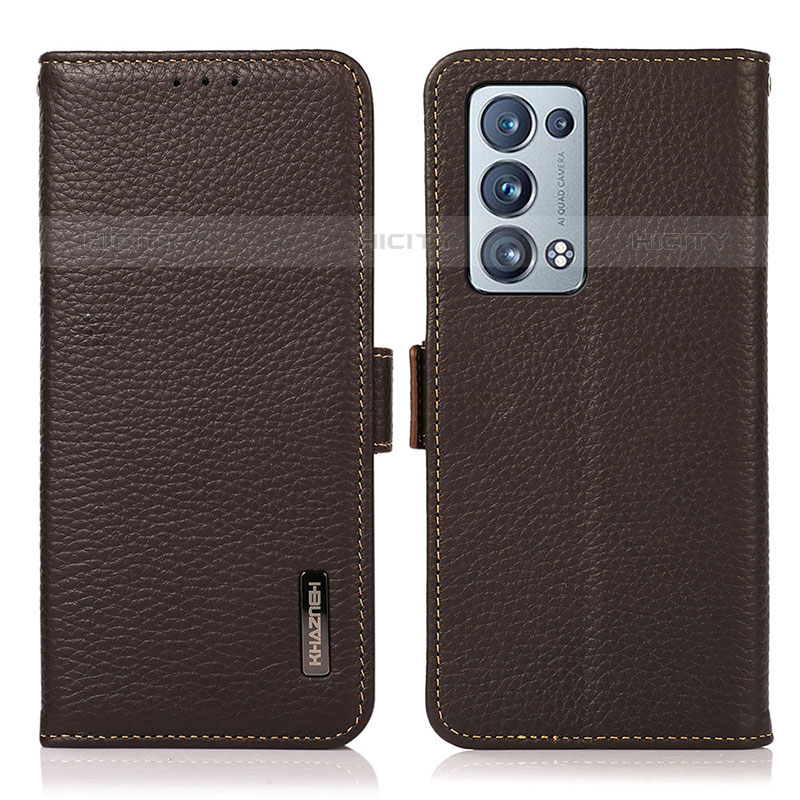 Funda de Cuero Cartera con Soporte Carcasa B03H para Oppo Reno6 Pro+ Plus 5G Marron