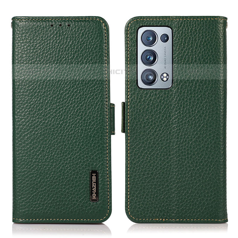 Funda de Cuero Cartera con Soporte Carcasa B03H para Oppo Reno6 Pro+ Plus 5G Verde