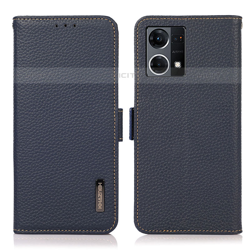 Funda de Cuero Cartera con Soporte Carcasa B03H para Oppo Reno7 4G Azul