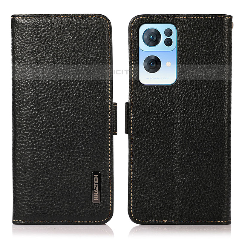 Funda de Cuero Cartera con Soporte Carcasa B03H para Oppo Reno7 Pro 5G Negro