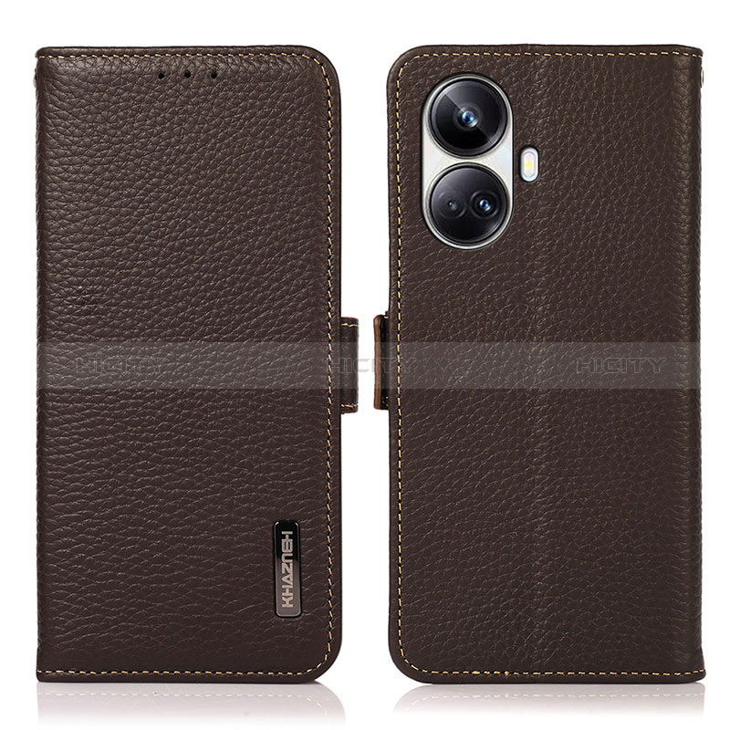 Funda de Cuero Cartera con Soporte Carcasa B03H para Realme 10 Pro+ Plus 5G Marron