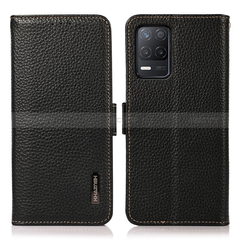 Funda de Cuero Cartera con Soporte Carcasa B03H para Realme 8s 5G Negro