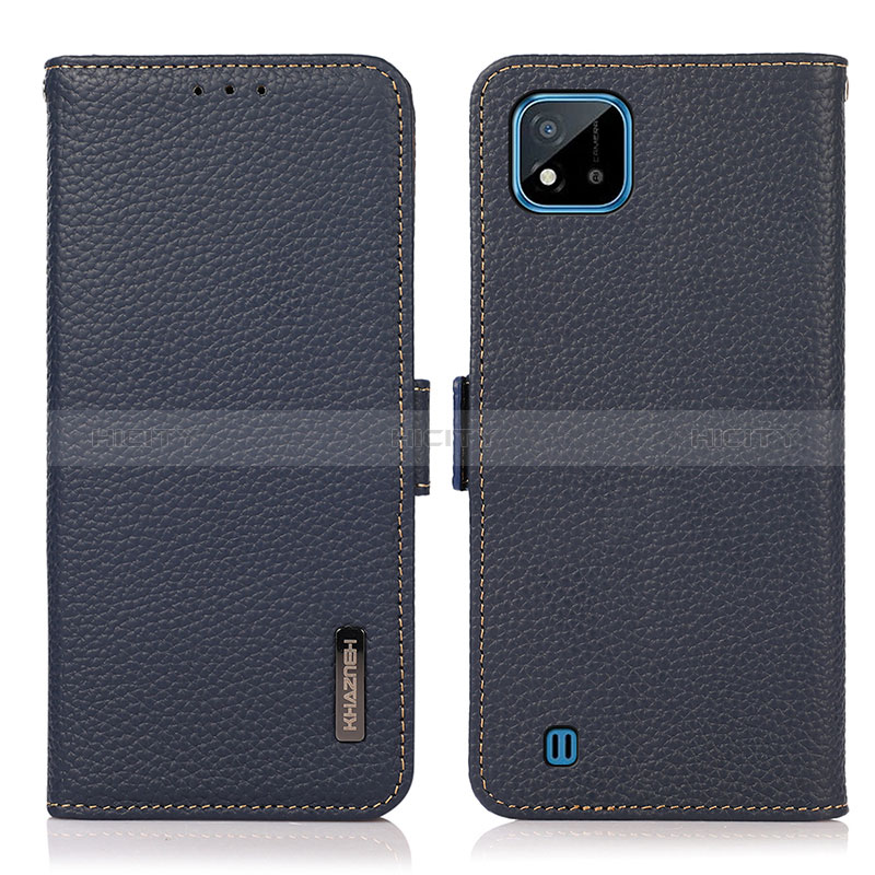 Funda de Cuero Cartera con Soporte Carcasa B03H para Realme C11 (2021) Azul