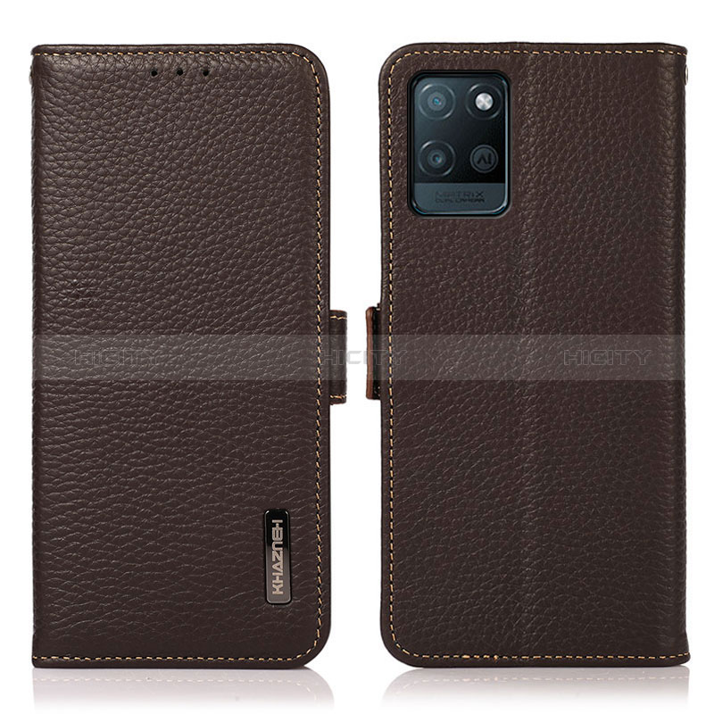 Funda de Cuero Cartera con Soporte Carcasa B03H para Realme V11 5G Marron