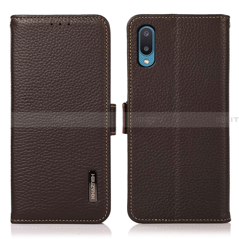 Funda de Cuero Cartera con Soporte Carcasa B03H para Samsung Galaxy A02 Marron