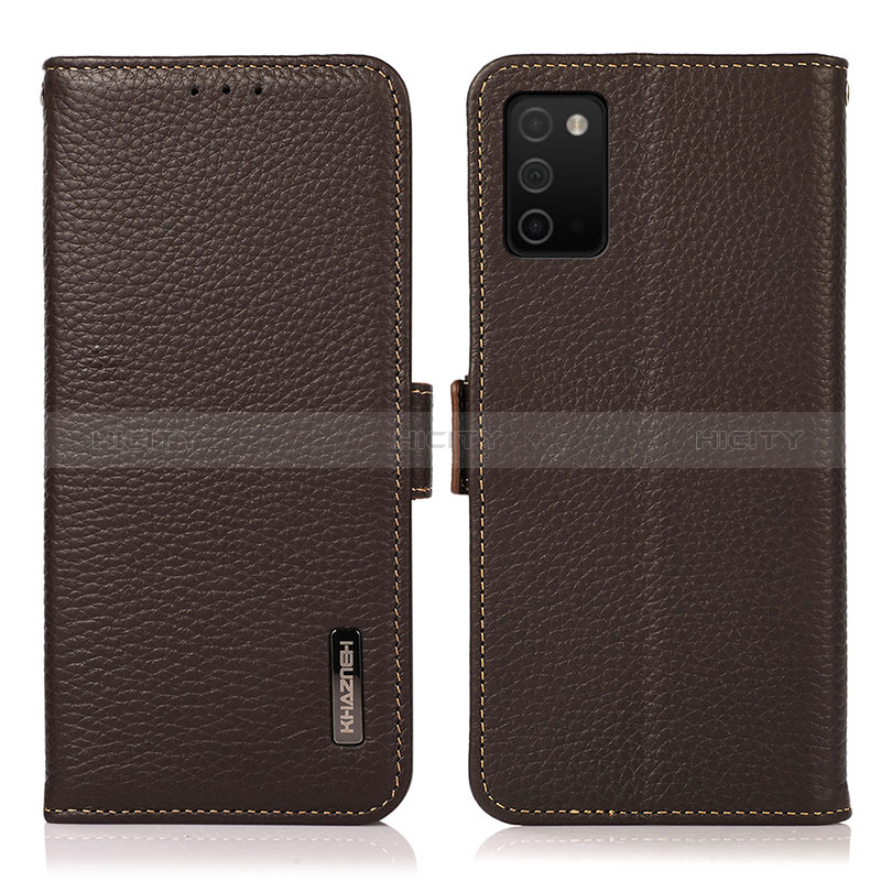 Funda de Cuero Cartera con Soporte Carcasa B03H para Samsung Galaxy A02s Marron