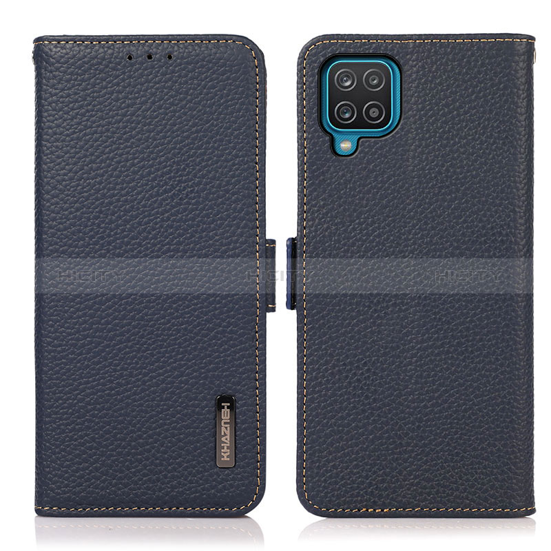 Funda de Cuero Cartera con Soporte Carcasa B03H para Samsung Galaxy A12 5G Azul