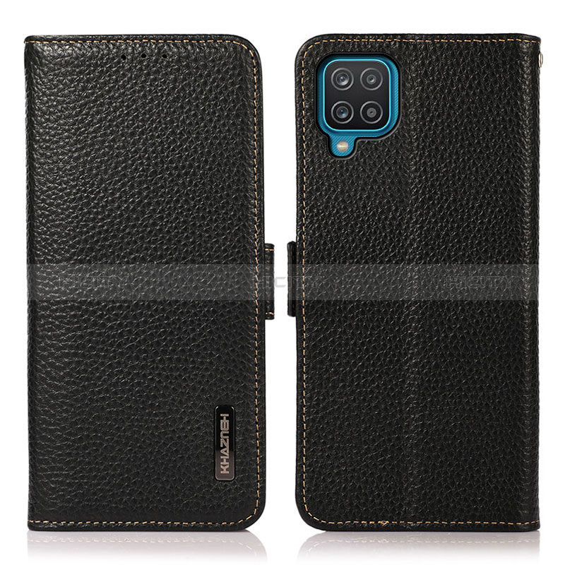 Funda de Cuero Cartera con Soporte Carcasa B03H para Samsung Galaxy F12 Negro