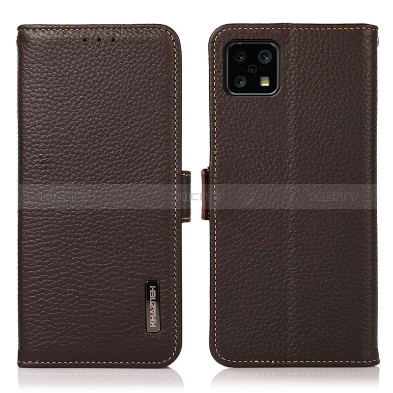 Funda de Cuero Cartera con Soporte Carcasa B03H para Sharp Aquos Sense4 Basic Marron