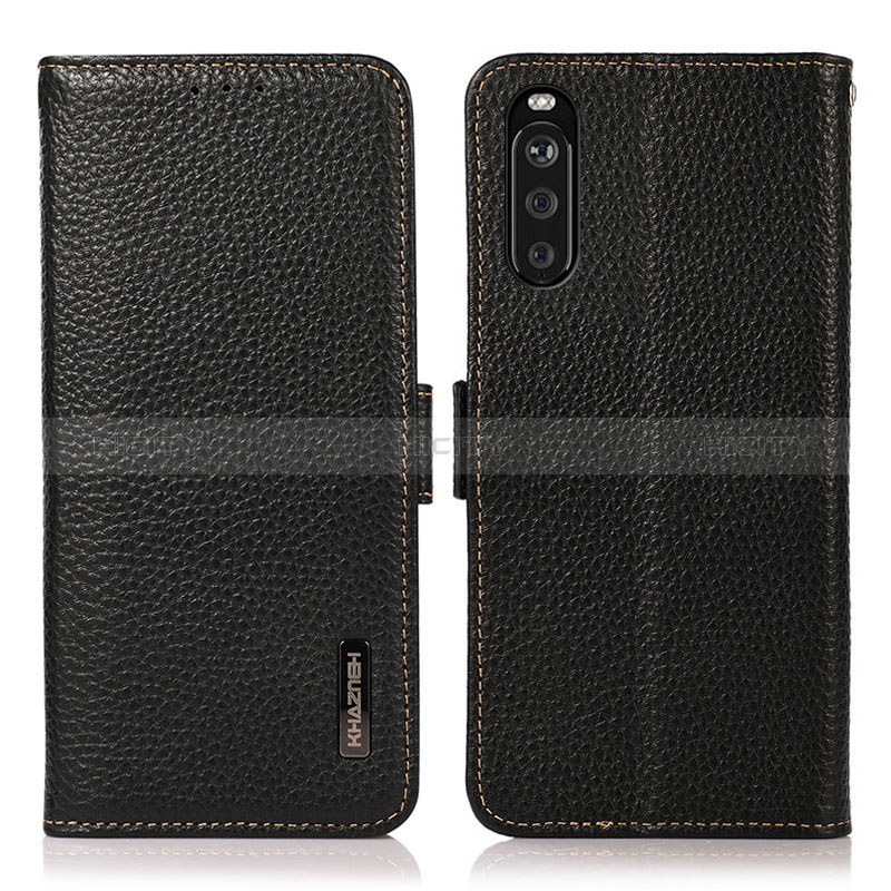 Funda de Cuero Cartera con Soporte Carcasa B03H para Sony Xperia 10 III SOG04 Negro