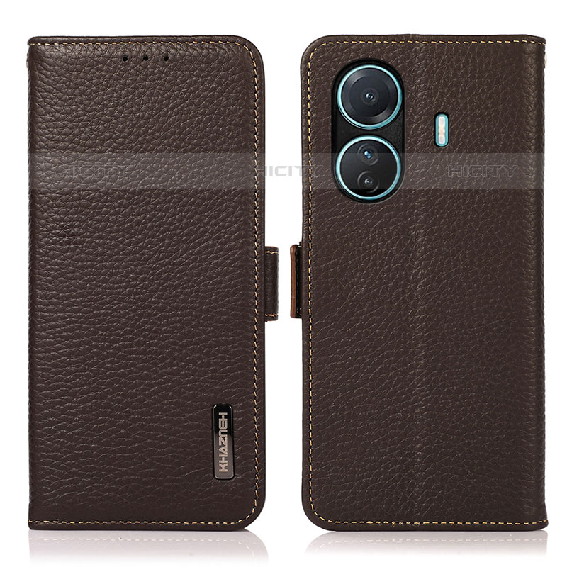 Funda de Cuero Cartera con Soporte Carcasa B03H para Vivo T1 Pro 5G Marron