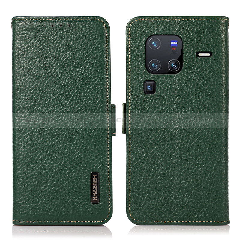 Funda de Cuero Cartera con Soporte Carcasa B03H para Vivo X80 Pro 5G Verde