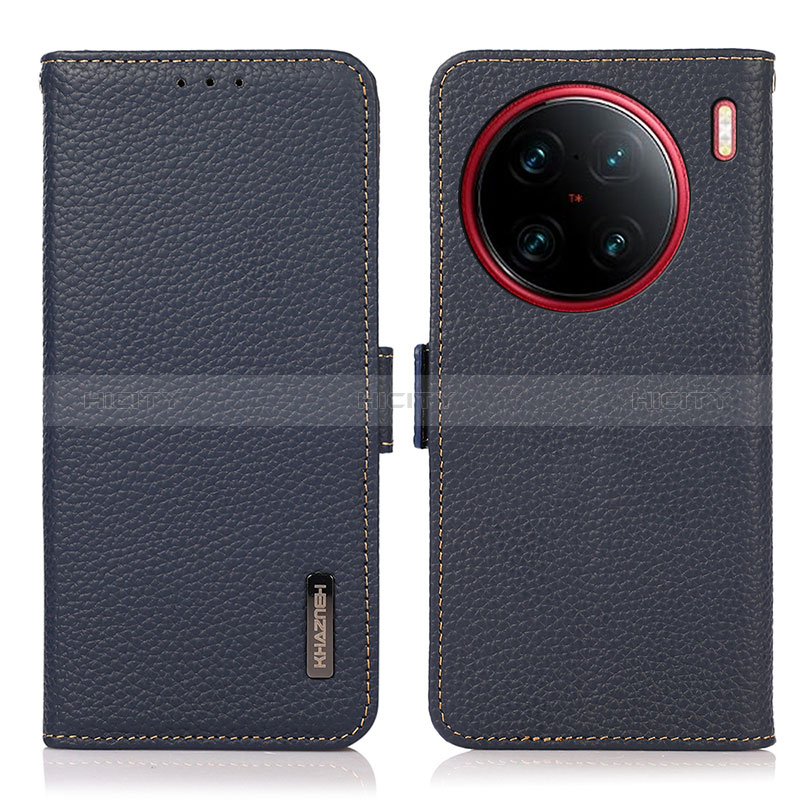 Funda de Cuero Cartera con Soporte Carcasa B03H para Vivo X90 Pro+ Plus 5G Azul