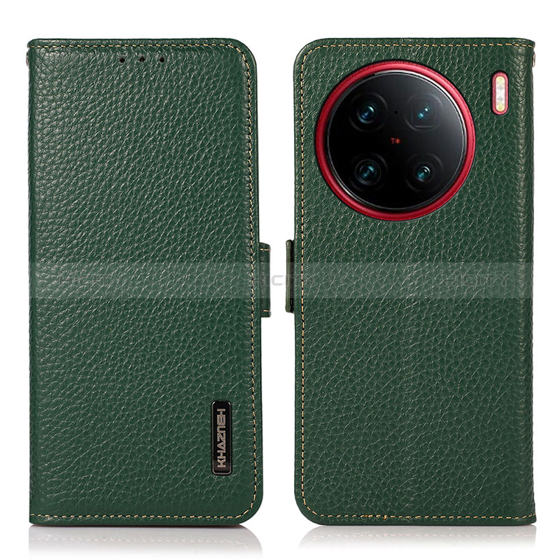 Funda de Cuero Cartera con Soporte Carcasa B03H para Vivo X90 Pro+ Plus 5G Verde