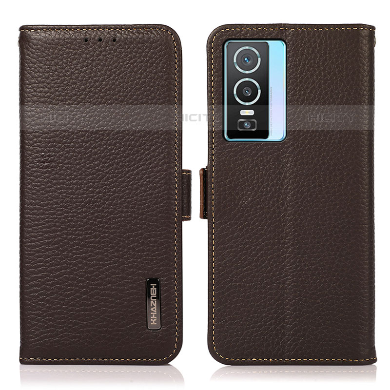 Funda de Cuero Cartera con Soporte Carcasa B03H para Vivo Y74s 5G Marron