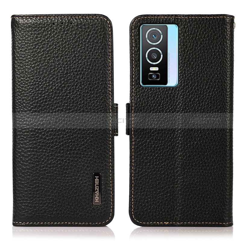 Funda de Cuero Cartera con Soporte Carcasa B03H para Vivo Y76s 5G Negro