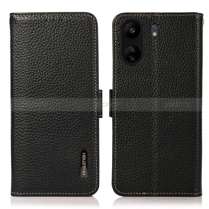 Funda de Cuero Cartera con Soporte Carcasa B03H para Xiaomi Poco C65 Negro