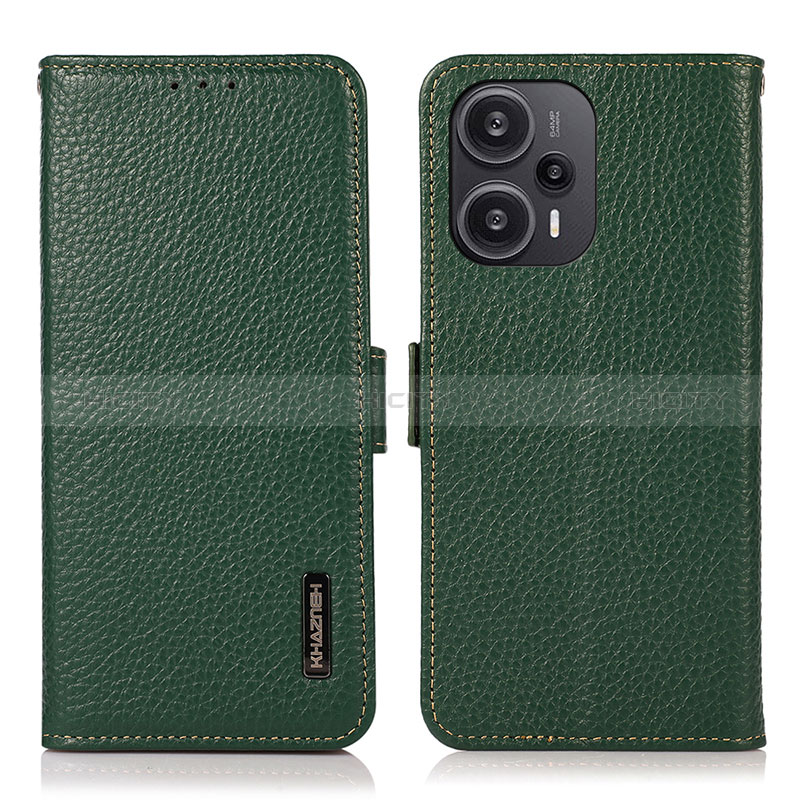 Funda de Cuero Cartera con Soporte Carcasa B03H para Xiaomi Poco F5 5G Verde