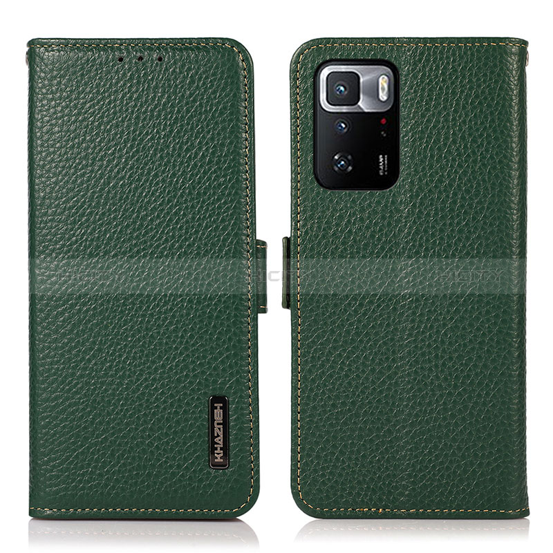 Funda de Cuero Cartera con Soporte Carcasa B03H para Xiaomi Poco X3 GT 5G Verde