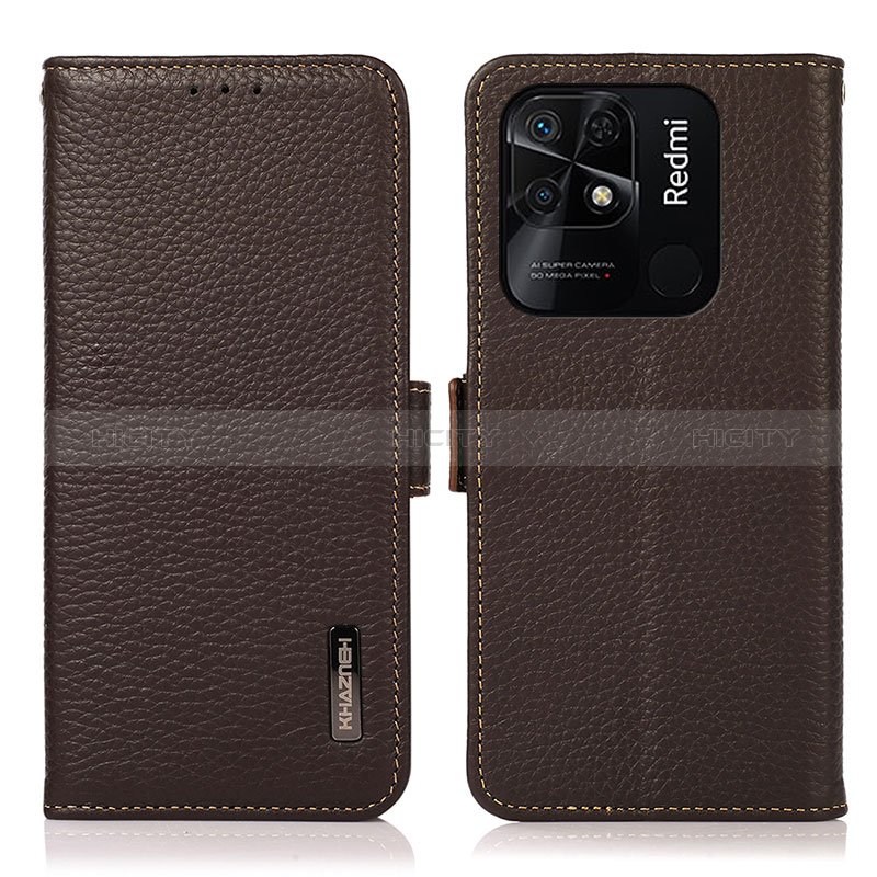 Funda de Cuero Cartera con Soporte Carcasa B03H para Xiaomi Redmi 10 India Marron