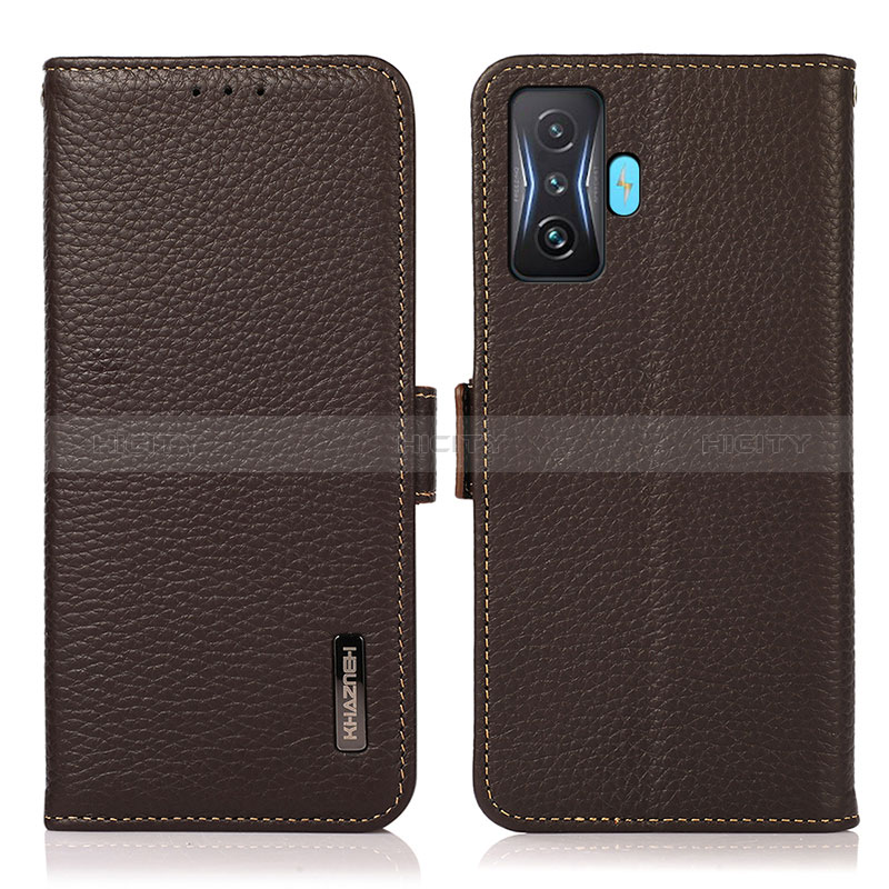 Funda de Cuero Cartera con Soporte Carcasa B03H para Xiaomi Redmi K50 Gaming AMG F1 5G Marron