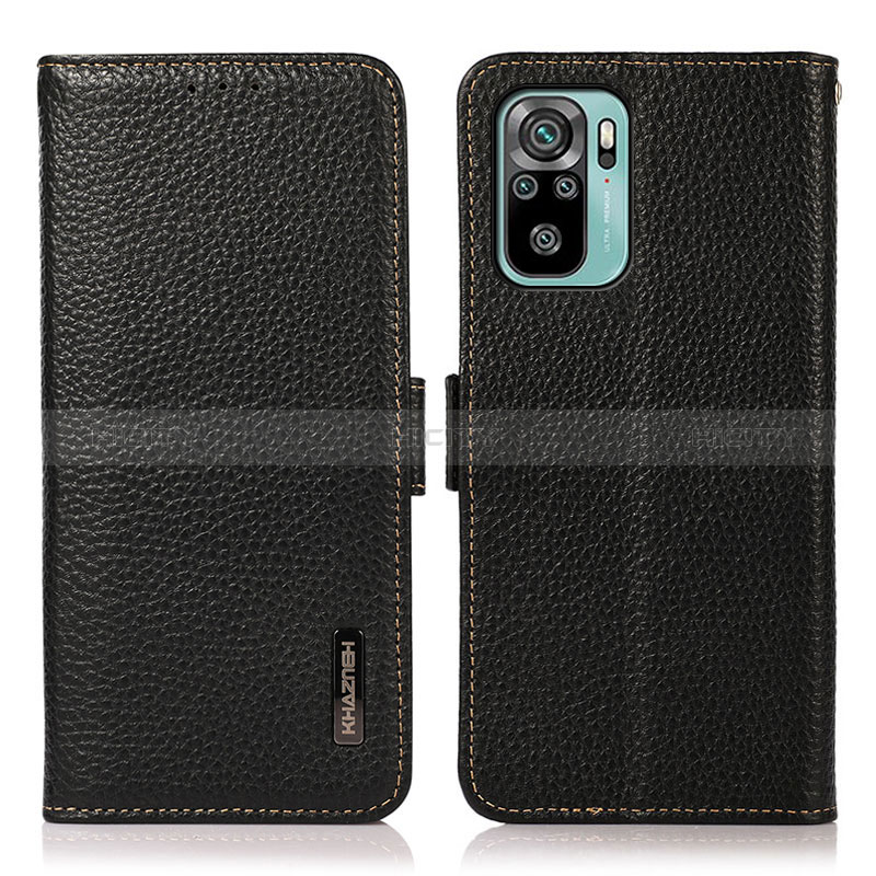 Funda de Cuero Cartera con Soporte Carcasa B03H para Xiaomi Redmi Note 10 4G Negro