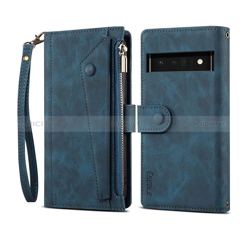 Funda de Cuero Cartera con Soporte Carcasa B03S para Google Pixel 6 Pro 5G Azul