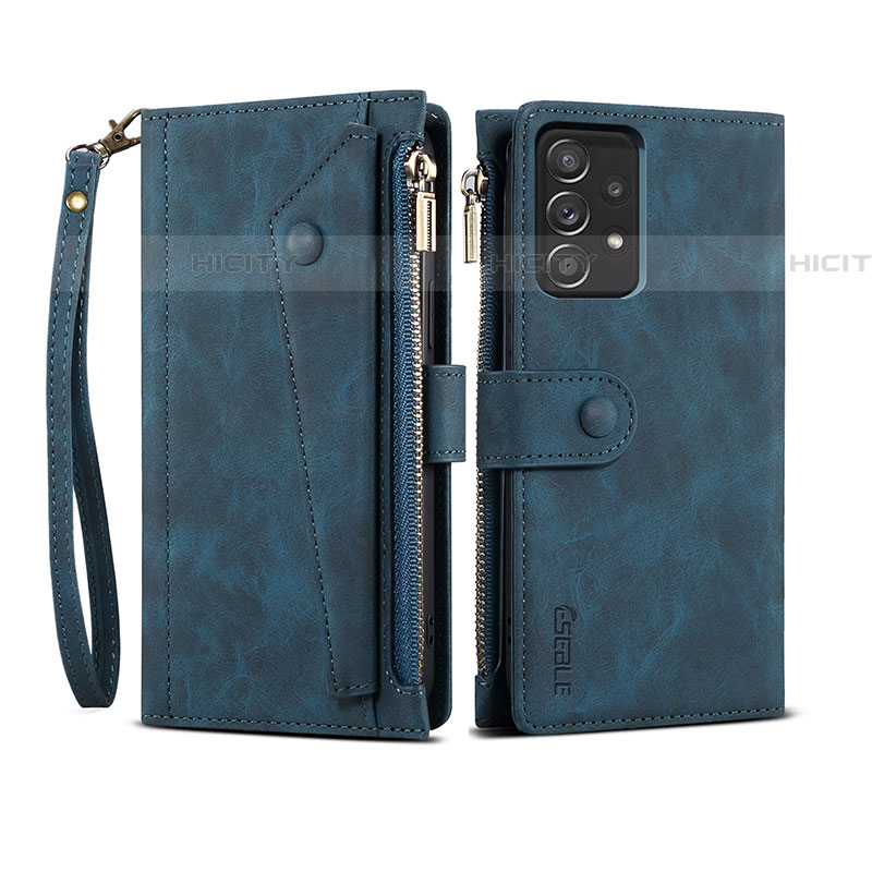 Funda de Cuero Cartera con Soporte Carcasa B03S para Samsung Galaxy A52 4G Azul