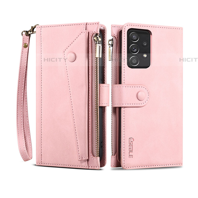 Funda de Cuero Cartera con Soporte Carcasa B03S para Samsung Galaxy A52 4G Oro Rosa