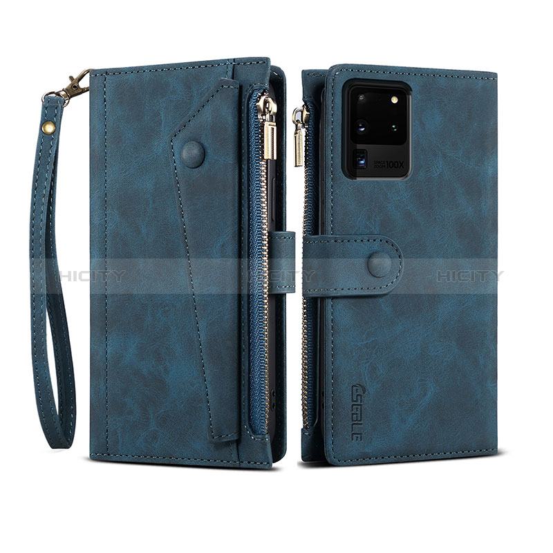 Funda de Cuero Cartera con Soporte Carcasa B03S para Samsung Galaxy S20 Ultra 5G Azul