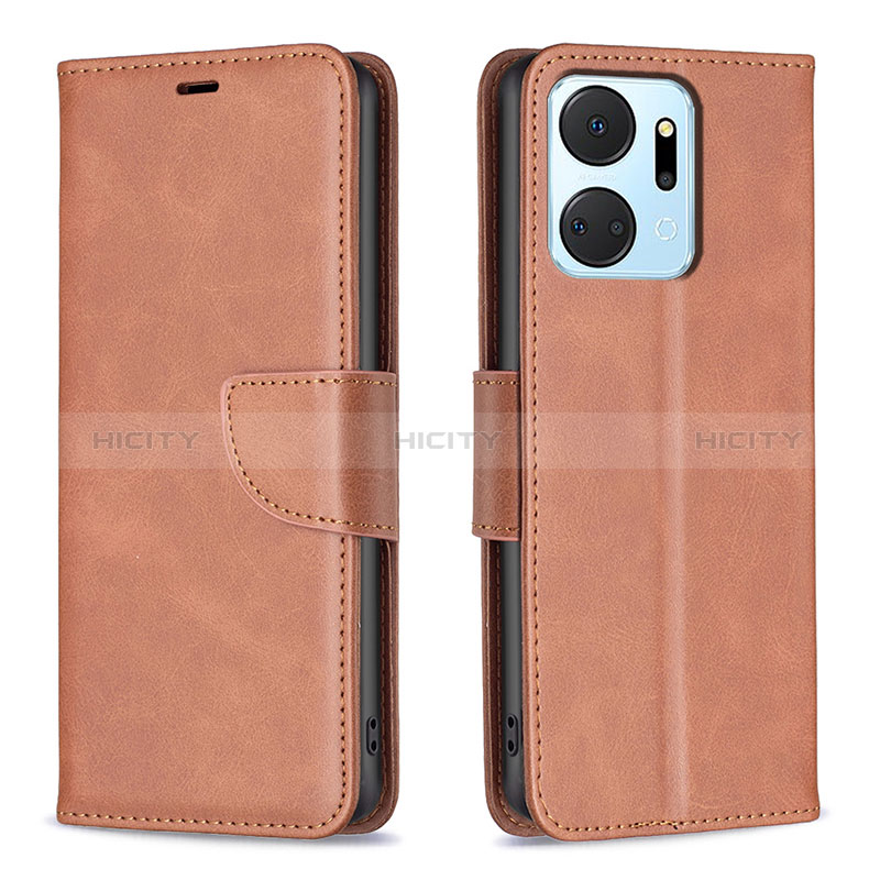 Funda de Cuero Cartera con Soporte Carcasa B04F para Huawei Honor X7a Marron