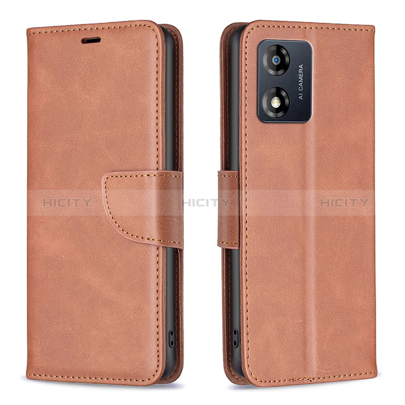 Funda de Cuero Cartera con Soporte Carcasa B04F para Motorola Moto E13 Marron