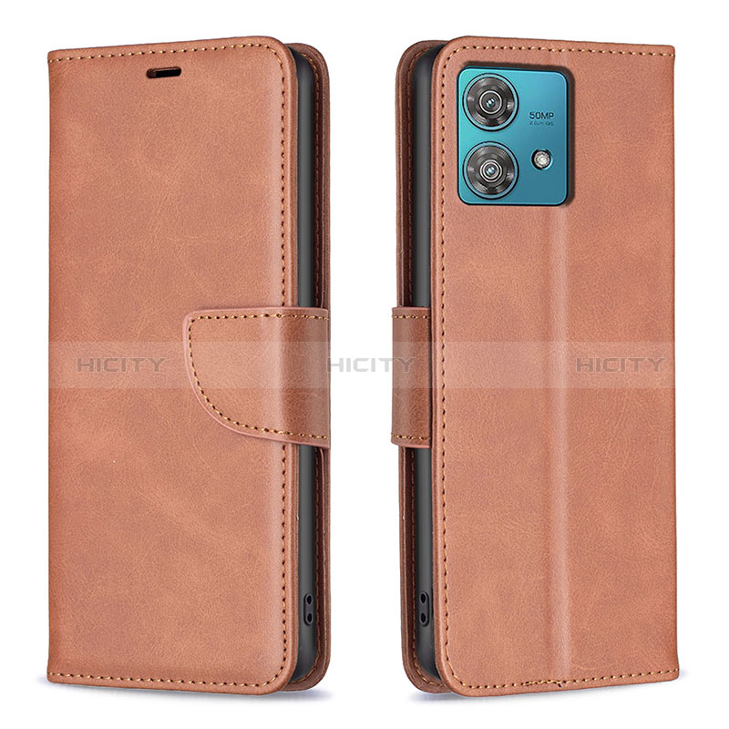 Funda de Cuero Cartera con Soporte Carcasa B04F para Motorola Moto Edge 40 Neo 5G Marron