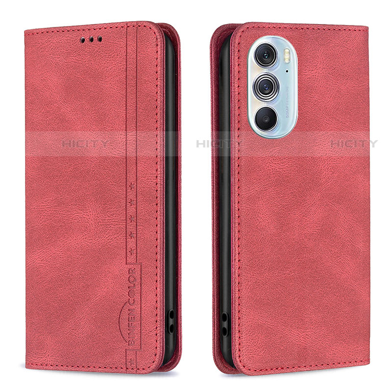 Funda de Cuero Cartera con Soporte Carcasa B04F para Motorola Moto Edge Plus (2022) 5G Rojo