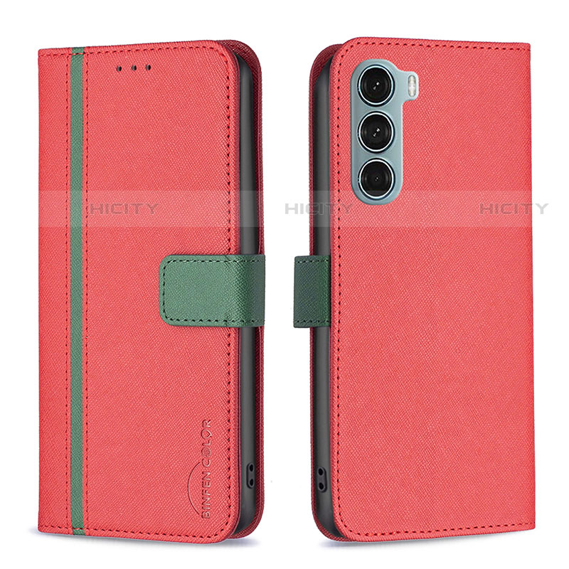 Funda de Cuero Cartera con Soporte Carcasa B04F para Motorola Moto G200 5G Rojo