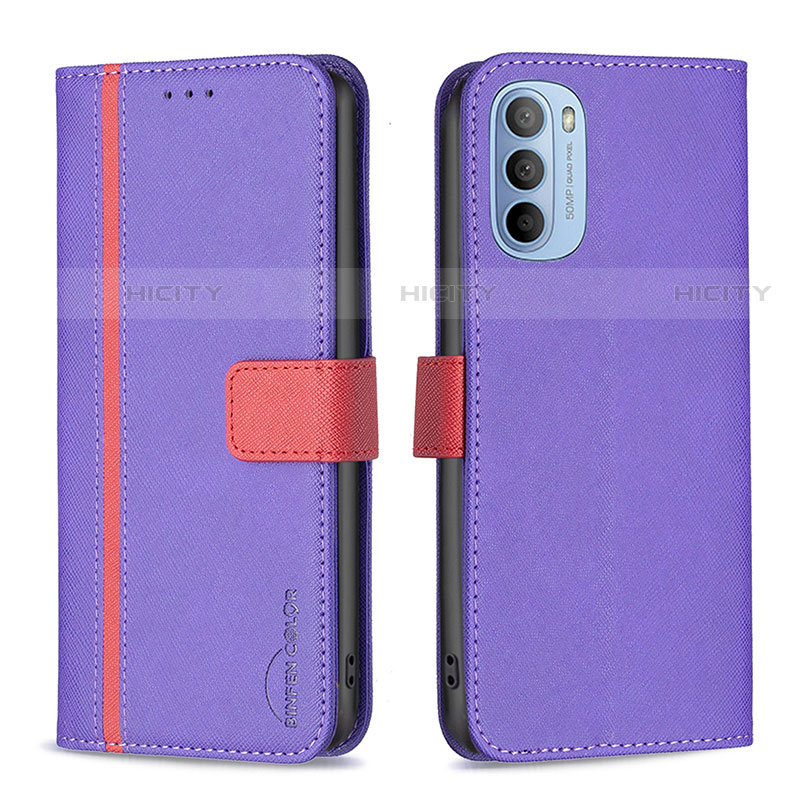 Funda de Cuero Cartera con Soporte Carcasa B04F para Motorola Moto G31 Morado