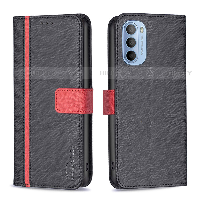 Funda de Cuero Cartera con Soporte Carcasa B04F para Motorola Moto G41 Negro