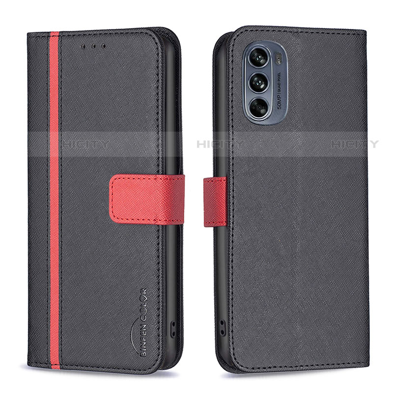 Funda de Cuero Cartera con Soporte Carcasa B04F para Motorola Moto G62 5G Negro