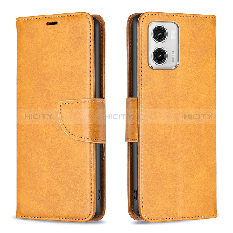 Funda de Cuero Cartera con Soporte Carcasa B04F para Motorola Moto G73 5G Marron Claro