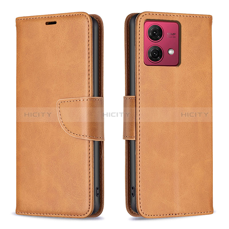 Funda de Cuero Cartera con Soporte Carcasa B04F para Motorola Moto G84 5G Marron Claro