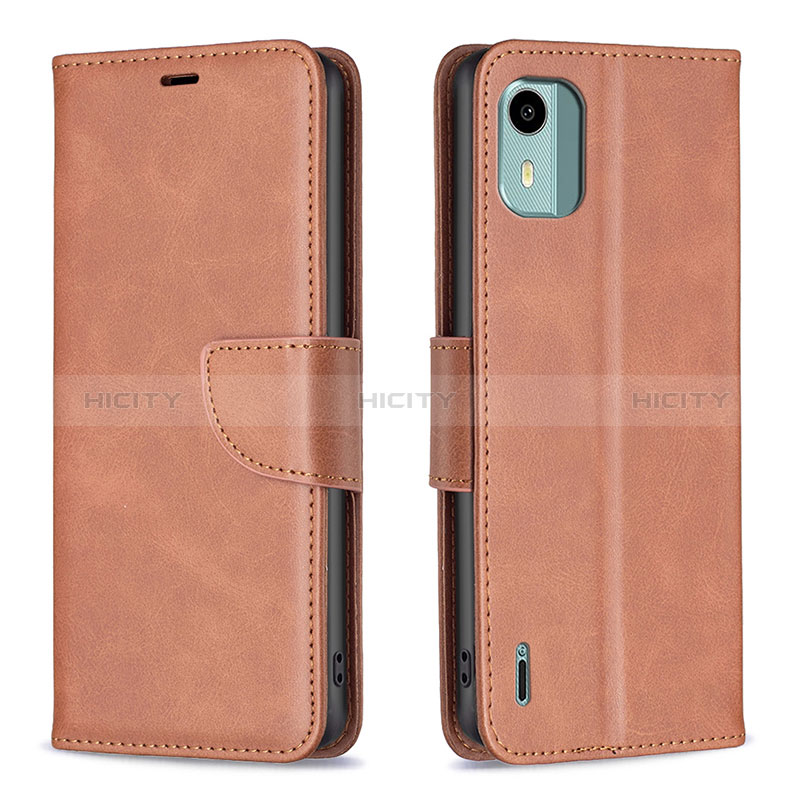 Funda de Cuero Cartera con Soporte Carcasa B04F para Nokia C12 Marron