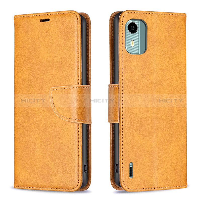 Funda de Cuero Cartera con Soporte Carcasa B04F para Nokia C12 Marron Claro