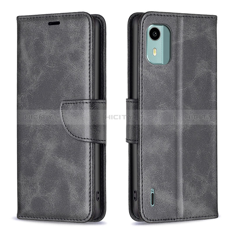 Funda de Cuero Cartera con Soporte Carcasa B04F para Nokia C12 Negro