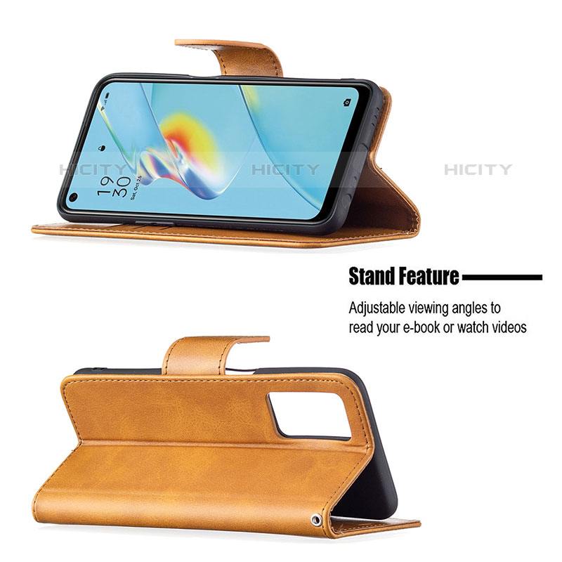 Funda de Cuero Cartera con Soporte Carcasa B04F para Oppo A54 4G