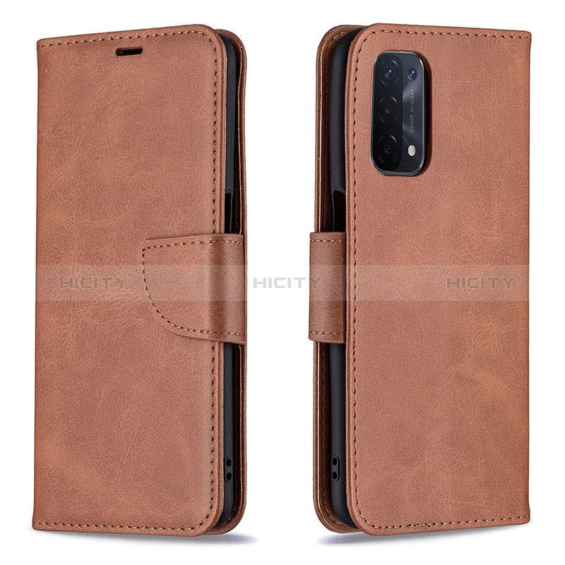 Funda de Cuero Cartera con Soporte Carcasa B04F para Oppo A54 5G Marron