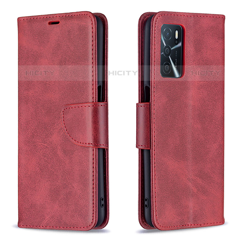 Funda de Cuero Cartera con Soporte Carcasa B04F para Oppo A54s Rojo