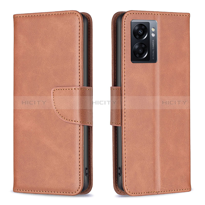 Funda de Cuero Cartera con Soporte Carcasa B04F para Oppo A56S 5G Marron