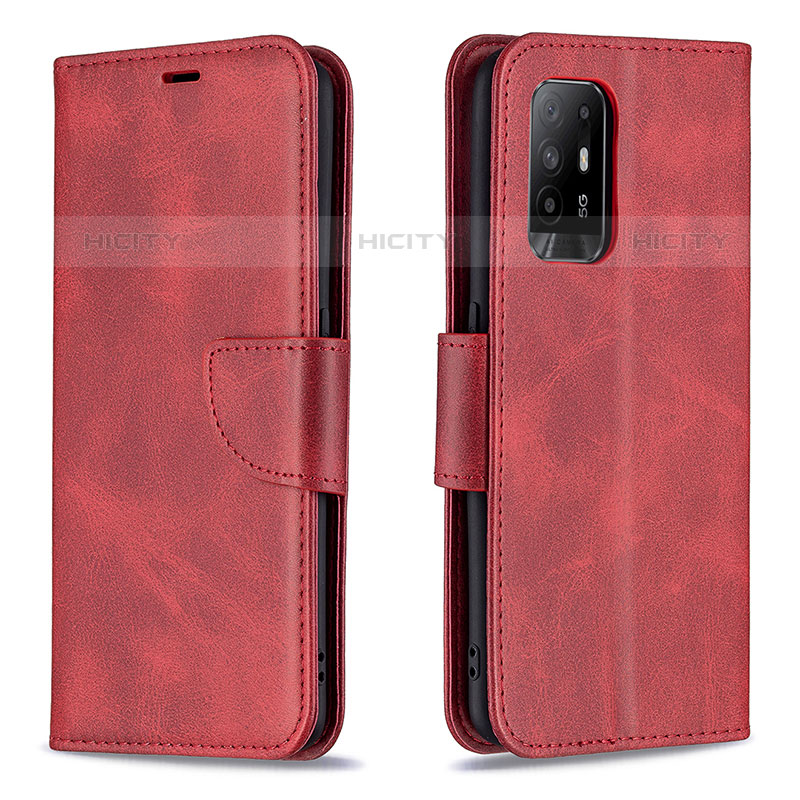 Funda de Cuero Cartera con Soporte Carcasa B04F para Oppo A95 5G Rojo